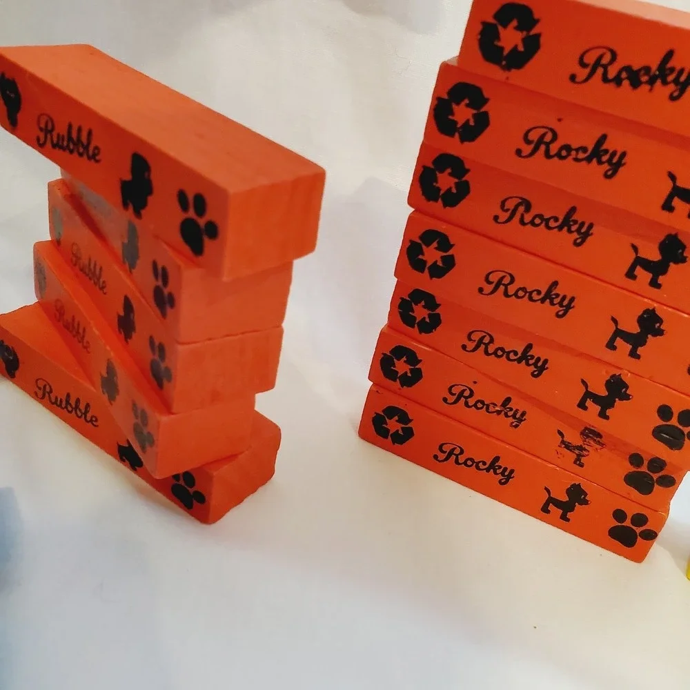 35 Pc Paw‎ Patrol Wooden Tumbling Tower Wood Blocks Replacement Yellow Red Blue